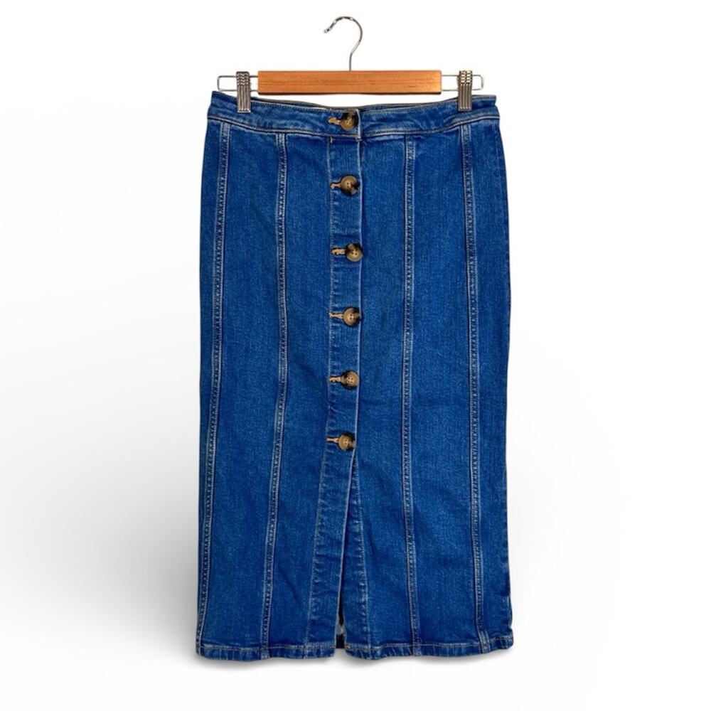Pilcro Blue Denim Modest Jean Skirt Womens 6 Coastal Cowgirl Western Casual Fall